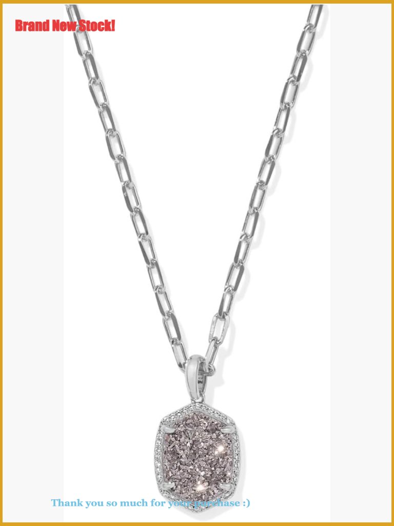 Brass Pave Frame Short Pendant Necklace With Lobster Closure